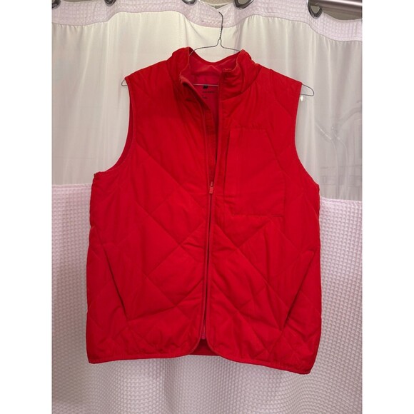 All in Motion Quilted Zip Vest Size M EUC Bright Orange Hunting Zip Pockets - Picture 1 of 2